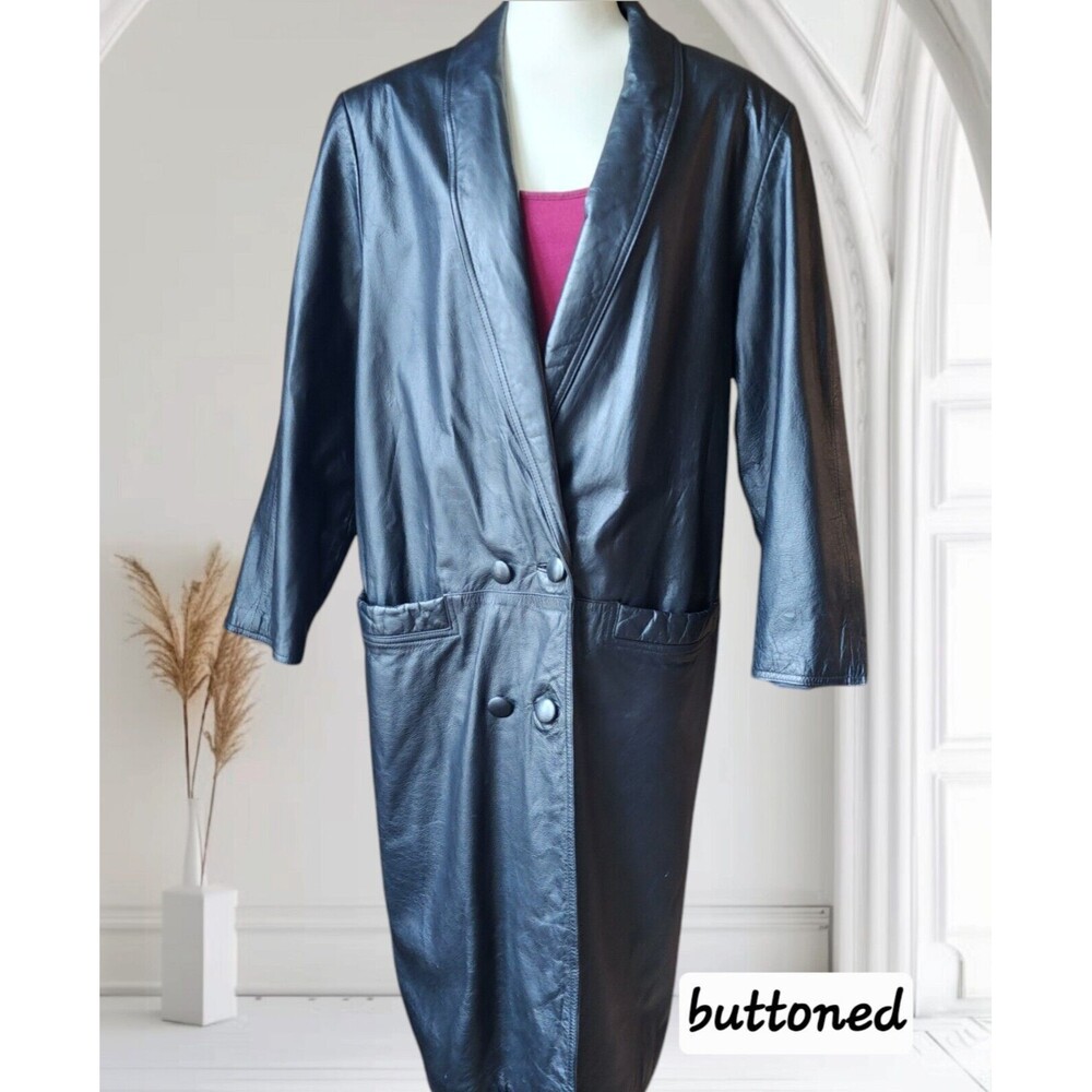 Vintage INTERNATIONAL Leather Collection Long Trench Coat Duster Women Size Med